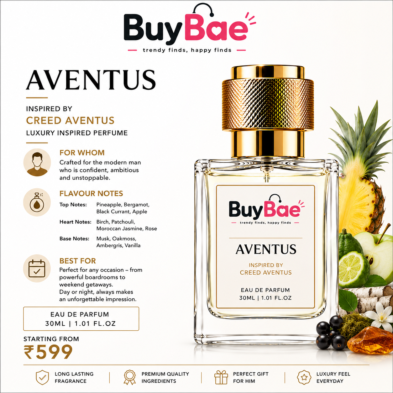 BuyBae Aventus Inspired Luxury Perfume for Men | 30ml