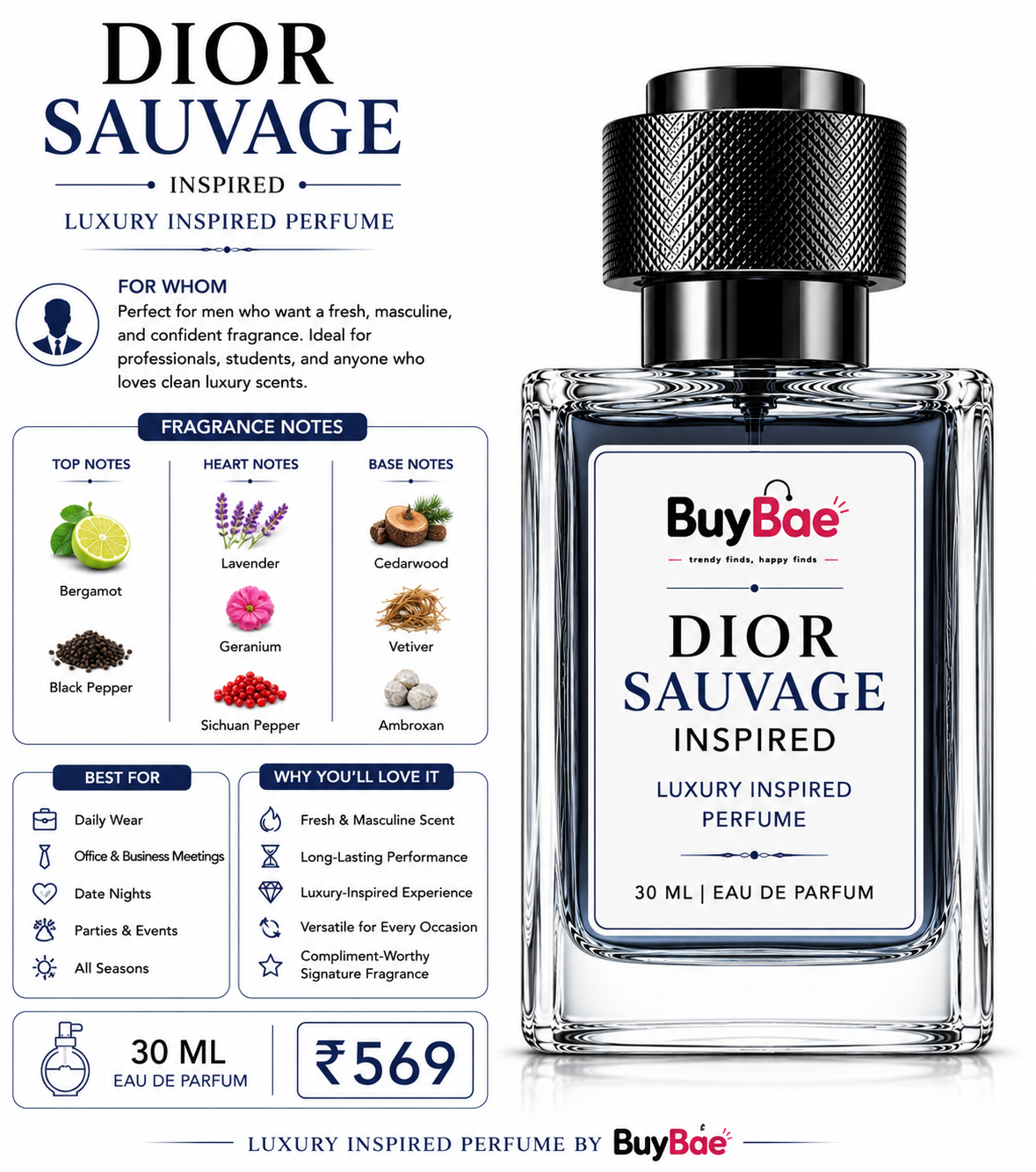 BuyBae Dior Sauvage Inspired – Luxury Inspired Perfume | 30ml